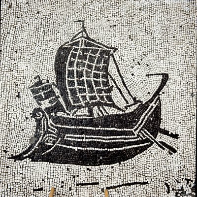 Statek Sabratha powracający do portu Ostia (mozaika autorstwa Roman