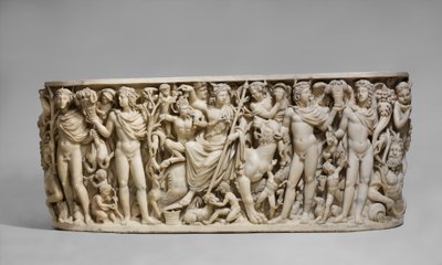 Sarkofag z Triumfem Dionizosa i Pory Roku 260-20 AD (marmur) autorstwa Roman