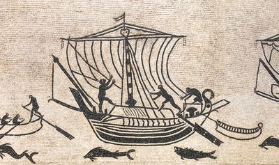 Statek zbliżający się do portu, fragment mozaiki, II wne autorstwa Roman