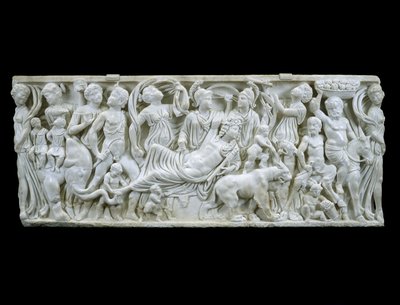 Indyjski triumf Dionizosa, AD 180-195 (biały marmur) autorstwa Roman