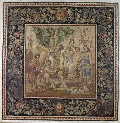 Sąd Parysa, z Domu Atrium, Antiochia, ok. 115 r. n.e. (mozaika) autorstwa Roman