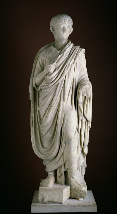 Togate statua młodego Nerona, ok.50 rne (marmur) autorstwa Roman