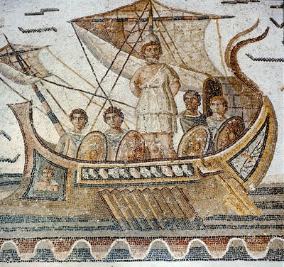 Ulisses and the Sirens, z „Odysei” Homera (mozaika) autorstwa Roman