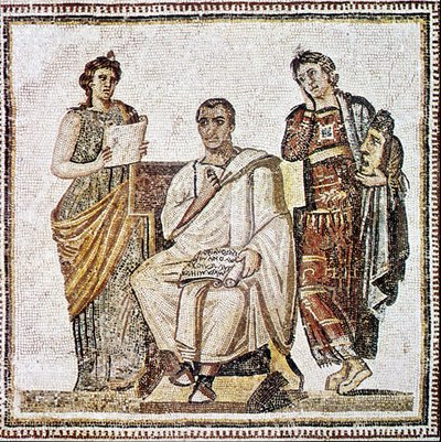 Wergiliusz Pisanie Eneidy pod okiem muz Clio i Melpomene - Mozaika z IV wieku wg JC z Suzy w Tunezji. autorstwa Roman