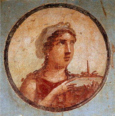 Młoda dziewczyna z półmiskiem z jedzeniem (fresk autorstwa Roman