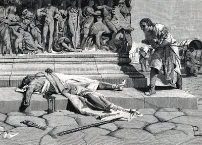 zwłoki Publiusza Klodiusza Pulchera (92-52 p.n.e.) znalezione na via appia a Rome (rycina) autorstwa Roman