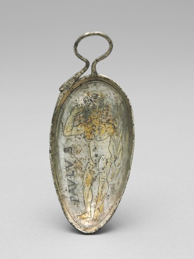 Łyżka Św. Paweł jako Atleta, 350-400 (srebro, srebro pozłacane i niello) autorstwa Roman Imperial Period