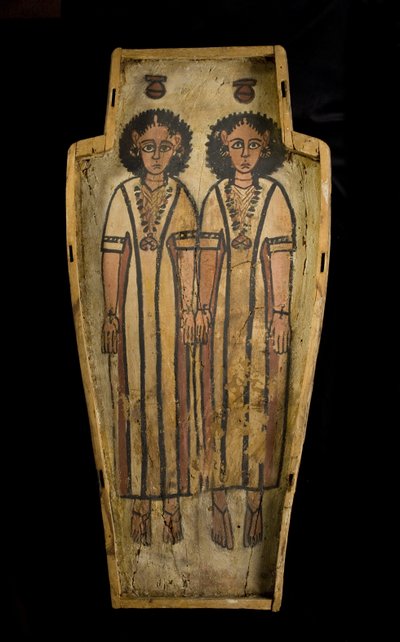 Podstawa trumny antropoidalnej, Górny Egipt, Teby, okres późnorzymski, ok. 175-200 ne (drewno otynkowane i malowane) autorstwa Roman Period Egyptian