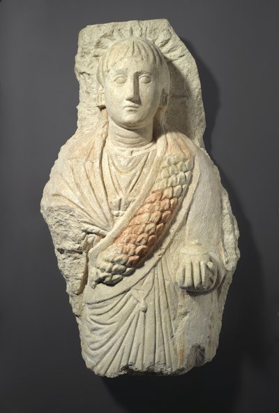 Figura nagrobna kobiety, znaleziona w Oksyrynchos, III-IV w. (wapień ze śladami zaprawy i farby) autorstwa Roman Period Egyptian