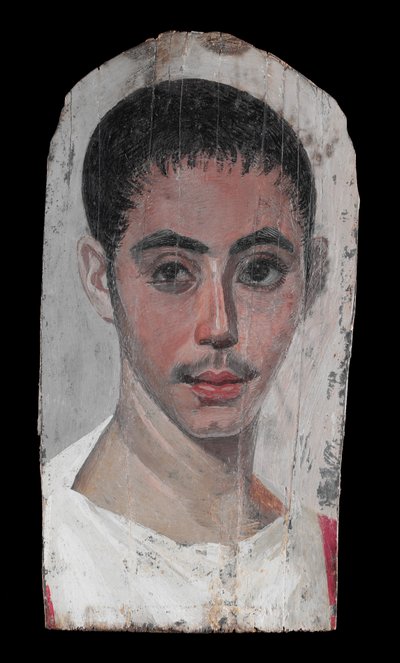 Portret młodzieńca z chirurgicznym cięciem w jednym oku, 190-210 n.e. (farba enkaustyczna na drewnie wapiennym) autorstwa Roman Period Egyptian