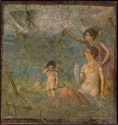 Ariadna i Tezeusz, I H. I wiek. OGŁOSZENIE. autorstwa Roman Pompeian wall painting.