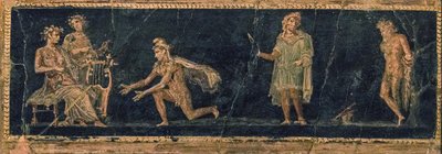 Konkurs muzyczny między Apollem a Marsjaszem, I wiek p.n.e. OGŁOSZENIE. autorstwa Roman Pompeian wall painting.