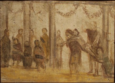 Kara ucznia. Fresk z domu Julii Felix, I wiek. autorstwa Roman Pompeian wall painting.