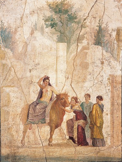 Gwałt Europy, 1.H. I wiek. OGŁOSZENIE. autorstwa Roman Pompeian wall painting.