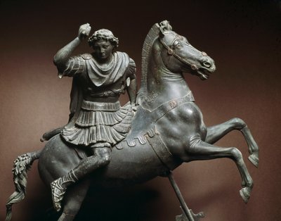 Aleksander Wielki (356-323 pne) na koniu Koń byłby Bucefałem. Rzeźba z brązu według oryginału Lysippe z Sicyone (395-305 pne) Neapol, Museo Archeologico Nazionale autorstwa Roman Roman