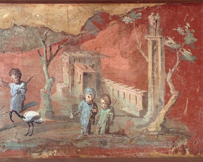 Starożytny rzymski fresk ze sceną wiejską autorstwa Roman Roman