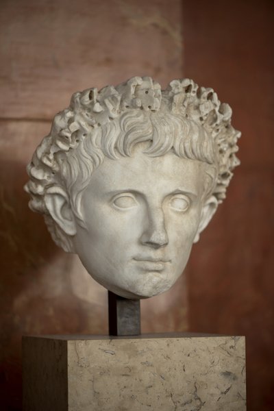 Sztuka Rzym Głowa cesarza Augusta (63 pne - 14 ne) marmur autorstwa Roman Roman