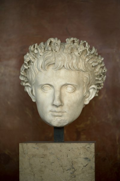 Sztuka Rzym Głowa cesarza Augusta (63 pne - 14 ne) marmur autorstwa Roman Roman