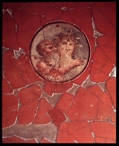 Bachus z satyrem. Mozaika ścienna z Casa del Bicentenario, V wiek pne-I wiek ne autorstwa Roman Roman