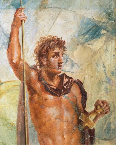 Fragment fresku przedstawiającego Aleksandra z Wesela Aleksandra (Ares) i Stateiry (Afrodyta), Regio 6 Insula Occidentalis 39, Pompeje (Lista Światowego Dziedzictwa UNESCO autorstwa Roman Roman