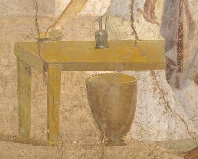 Fragment fresku przedstawiającego posiłek ofiarny, Dom Pozłacanych Kupidynów, Pompeje, Kampania, cywilizacja rzymska autorstwa Roman Roman