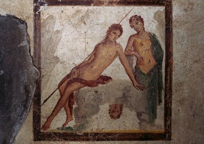 Echo i Narcyz, fresk z pomieszczenia Domu w Efezie, Pompeje (Lista Światowego Dziedzictwa UNESCO autorstwa Roman Roman