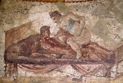 Fresk erotyczny z Lupanar w Pompejach (Lista Światowego Dziedzictwa UNESCO autorstwa Roman Roman