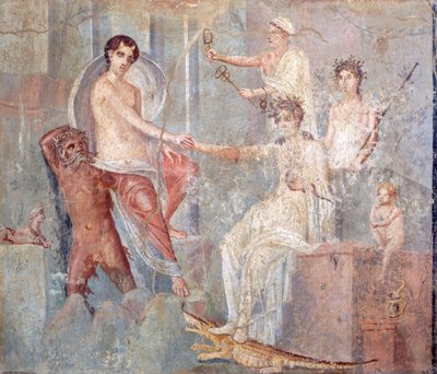 Fresk przedstawiający przybycie Io do Egiptu, Pompejów, Kampanii, cywilizacji rzymskiej autorstwa Roman Roman
