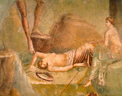 Fresk przedstawiający śpiącą Maenad, z Domu Citharist, Pompeje, Kampania, cywilizacja rzymska autorstwa Roman Roman