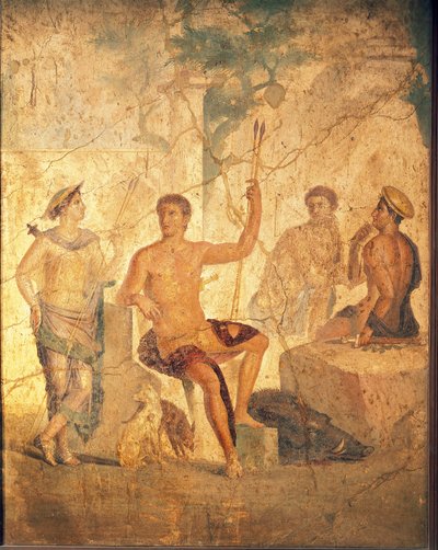 Fresk przedstawiający Meleagera i Atalantę z Pompejów autorstwa Roman Roman
