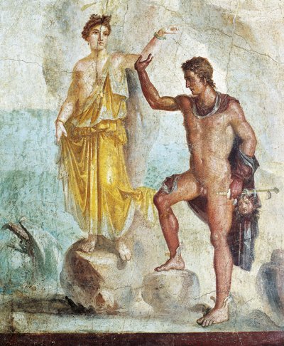 Fresk przedstawiający Perseusza uwalniającego Andromedę z Domu Dioscuri w Pompejach autorstwa Roman Roman