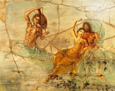 Fresk przedstawiający Posejdona i Amfitrytę z Pompejów we Włoszech autorstwa Roman Roman
