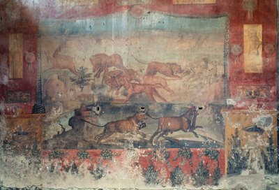 Fresk przedstawiający scenę polowania, II wiek p.n.e.-I wiek n.e. (fresk) autorstwa Roman Roman