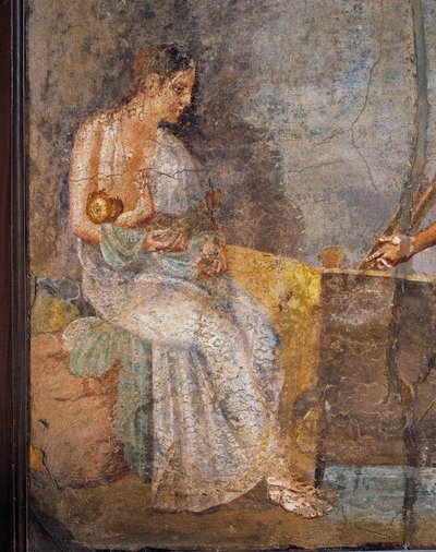 Fresk przedstawiający matkę karmiącą dziecko, z Pompejów we Włoszech autorstwa Roman Roman
