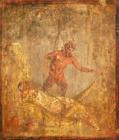 Fresk o tematyce erotycznej przedstawiający Nimfę i Pana z Pompejów (Lista Światowego Dziedzictwa UNESCO). autorstwa Roman Roman
