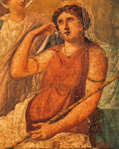 Hera, fragment fresku pt. Tortury Issone, Dom Vettii, Pompeje, Kampania, Cywilizacja Rzymska autorstwa Roman Roman
