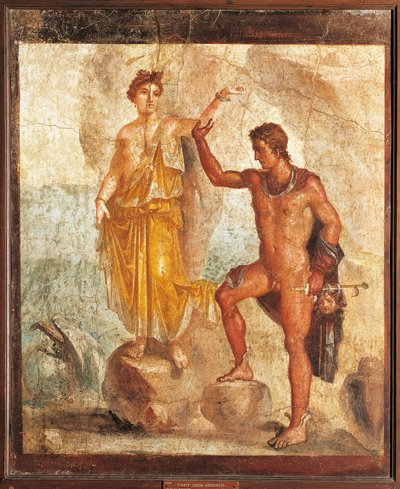Włochy, Kampania, Pompeje, Perseusz uwalniający Andromedę z Domu Pięciu Szkieletów, fresk autorstwa Roman Roman
