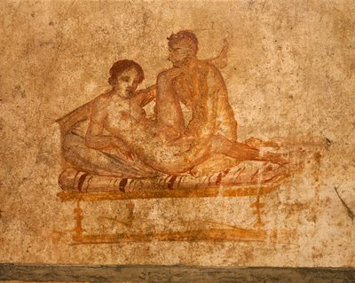 włochy, Kampania, region, prowincja neapolitańska, pompeje, dom wettii, fresk erotyczny autorstwa Roman Roman