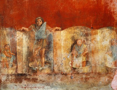 Fresk na filarze przedstawiający produkcję wełny, z Pompejów, Fullonica Veranio Ipseo autorstwa Roman Roman