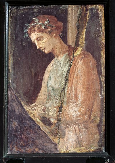 Portret profilowy młodej kobiety z Włoch, Kampanii, Pompejów, malarstwo na tynku, 55-79 n.e. autorstwa Roman Roman