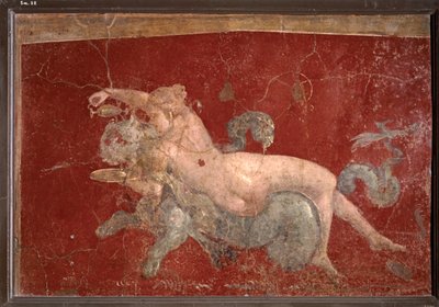 SZTUKA ROMAŃSKA: Nereida na morskiej panterze, której podaje napój w niskim pucharze (fresk) autorstwa Roman Roman