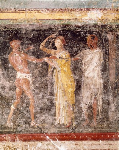 Sztuka rzymska: scena walki mężczyzny z kobietą, z fryzu sali C, Villa Farnesina (sztuka rzymska: scena walki mężczyzny z kobietą, z fryzu sali C, Villa farnesina) Rzym museo nazionale romano autorstwa Roman Roman