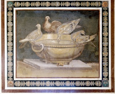 Mozaika rzymska przedstawiająca 4 gołębie. autorstwa Roman Roman