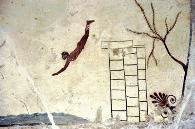 Rzymskie malowidło ścienne grobowca zwanego nurkiem (tuffatore). autorstwa Roman Roman