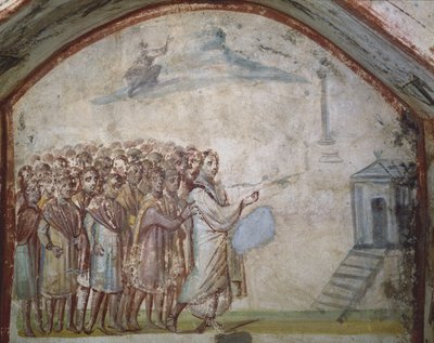 Wskrzeszenie Łazarza, katakumby Via Latina, Rzym autorstwa Roman Roman