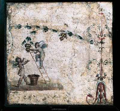Fresk w trzecim stylu przedstawiający żniwa Kupidynów z Domu Marka Lukrecjusza w Pompejach autorstwa Roman Roman
