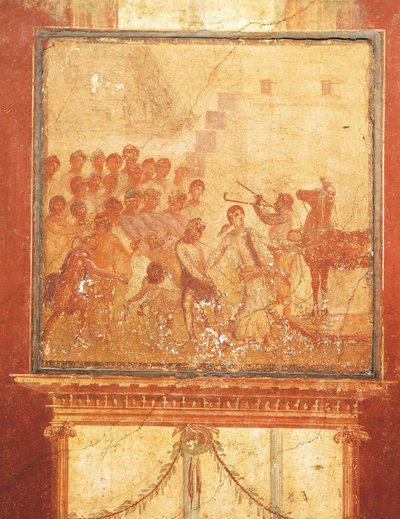 Koń trojański, fresk z Domu Menandra, Pompeje, Kampania, cywilizacja rzymska autorstwa Roman Roman