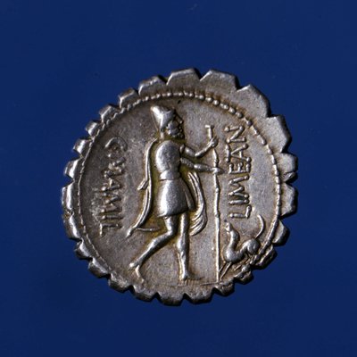 Ulisses rozpoznany przez swojego psa Argo. Srebrna moneta rzymska, 83 p.n.e. autorstwa Roman Roman