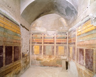 Sklepienie ozdobione freskami w drugim stylu pompejańskim, Dom Srebrnego Wesela, Pompeje, Kampania, Cywilizacja Rzymska autorstwa Roman Roman