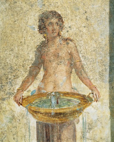 Kobieta niosąca wiadro wody, fragment, Pompeje, fresk autorstwa Roman Roman